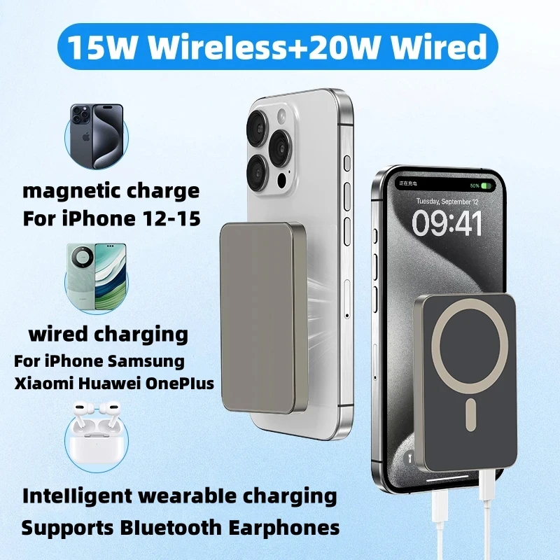 10000mAh Magnetic Power Bank 20W Fast Charger For iPhone 12 13 14 15 Pro Max Phone Wireless Charger External Auxiliary Battery