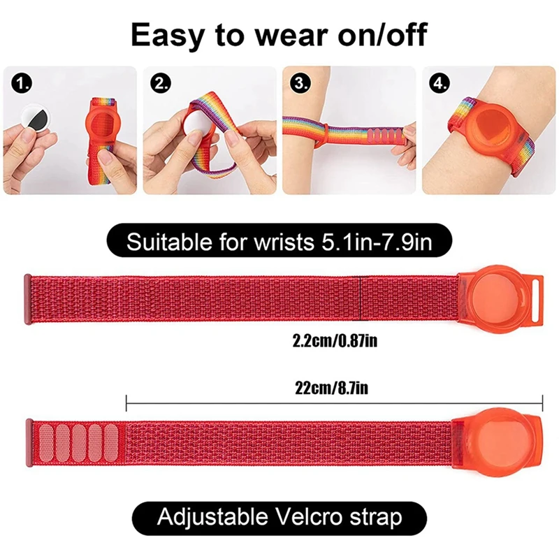 AirTag Bracelet for Kids(2 Pack), Nylon Airtag Wristband for Kids  Compatible with Apple Airtag, Adjustable Anti-lost Lightweight GPS Tracker  Holder