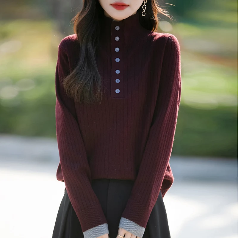 2024 Autumn and winter New Thick Cashmere sweater Women loose long sleeved Cashmere sweater Women 3