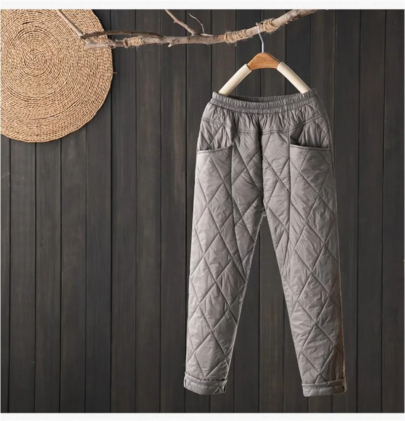 Tanie Nowe zimowe ciepłe ultralekkie puchowe spodnie dresowe elastyczny, wysoki stan sklep
