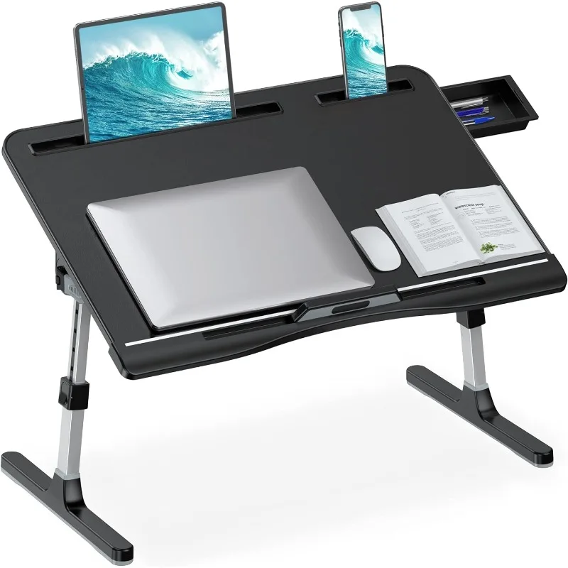 

Laptop Desk for Bed, Adjustable Bed Desk with Foldable Legs Storage Drawer Tablet Slot Phone Slot Removable Stopper 23.6"×15.7