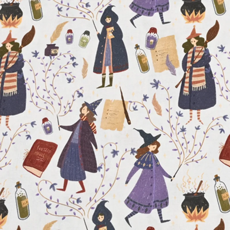 Plain 100% Cotton Fabric With Magical Girl Print, Handmade DIY Patchwork Bag Garment Sewing Tissue, CR-1675