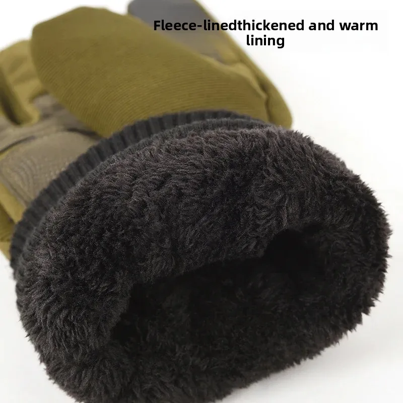 Men's Winter Cycling Gloves with Fleece Lining for Windproof, Cold-Resistant, and Warm Protection Outdoor Sports Ski Gloves