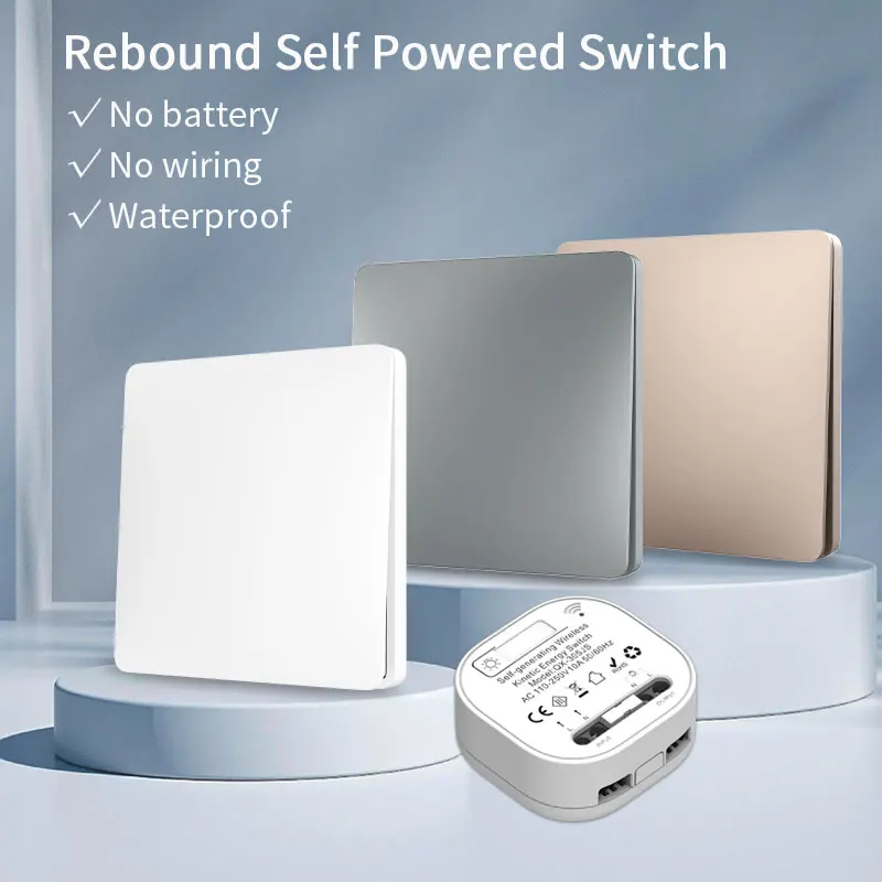 Lunzo RF 433 Self-generating Wireless switch  1 gang 1 way No Battery Required Self-Powered Waterproof Remote Control Light Swit