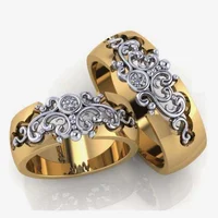 Elegant Gold Color Inlaid Zircon Hollow Women Rings Fashion Metal Carving Pattern Engagement Wedding Rings for Women Jewelry - Image 2