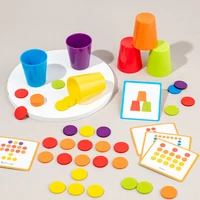 Color Classification And Stacked Cups Game, Wooden Coin Throwing Toy, Color Cognitive Toys, Exercise Hand Eye Coordination 2
