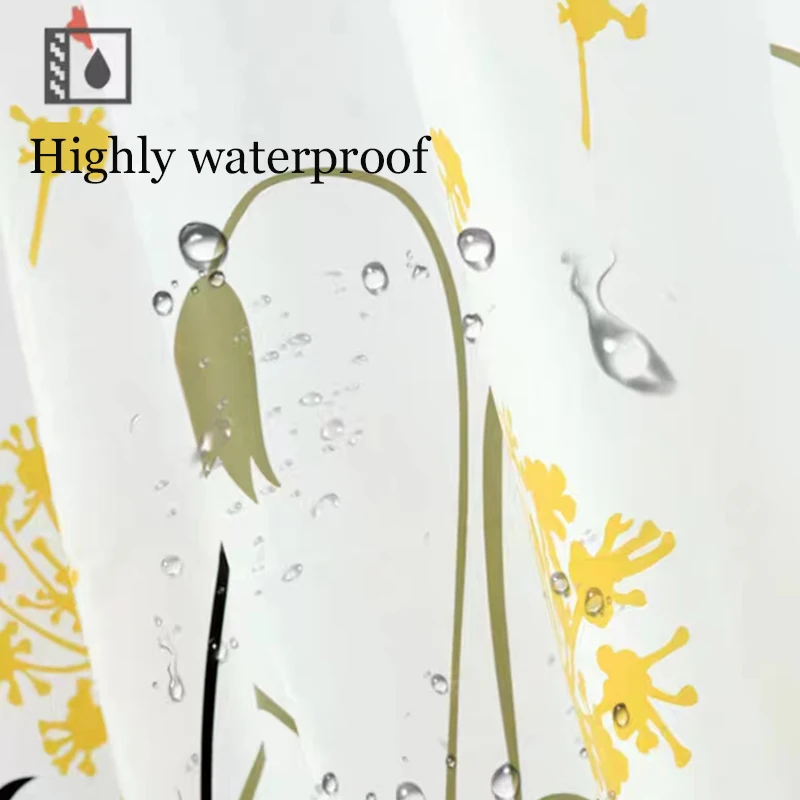 Dandelion, butterfly shower curtain, bathroom, with hook, bathroom decoration, beautiful wild flowers, yellow, 180x180cm
