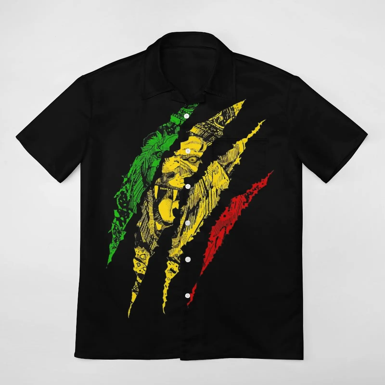 

A Short Sleeved Shirt Warrior Lion of Judah King Rasta Reggae Jamaica Tshirt Suit High Grade FunnySwimming USA Size