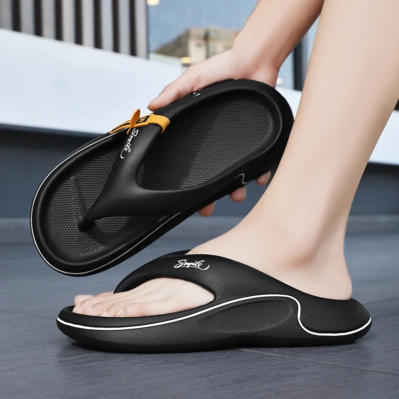夏の足元に洗練を! SALTIE FLIP FROP サンダル (ブラック) 2024 夏の新メンズフリップフロップ屋内屋外ビーチサンダル厚い