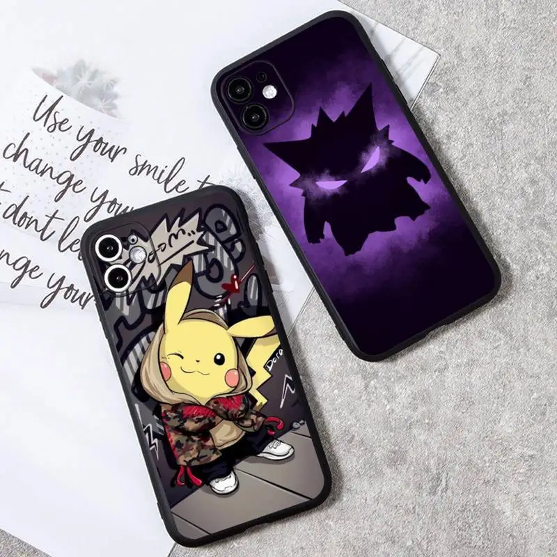 

Cute Cartoon Pokemon Pikachu Gengar Phone Case For iphone 15 14 Plus 13 12 Mini 11 Pro XS Max X XR 7 8 plus Cover