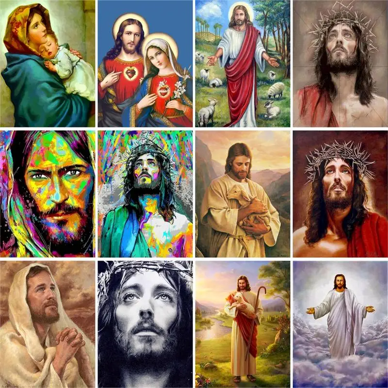 GATYZTORY 60x75cm Painting By Numbers Our Lady And Jesus DIY Frameless pictures by numbers On Canvas Wall Art For Home Decor