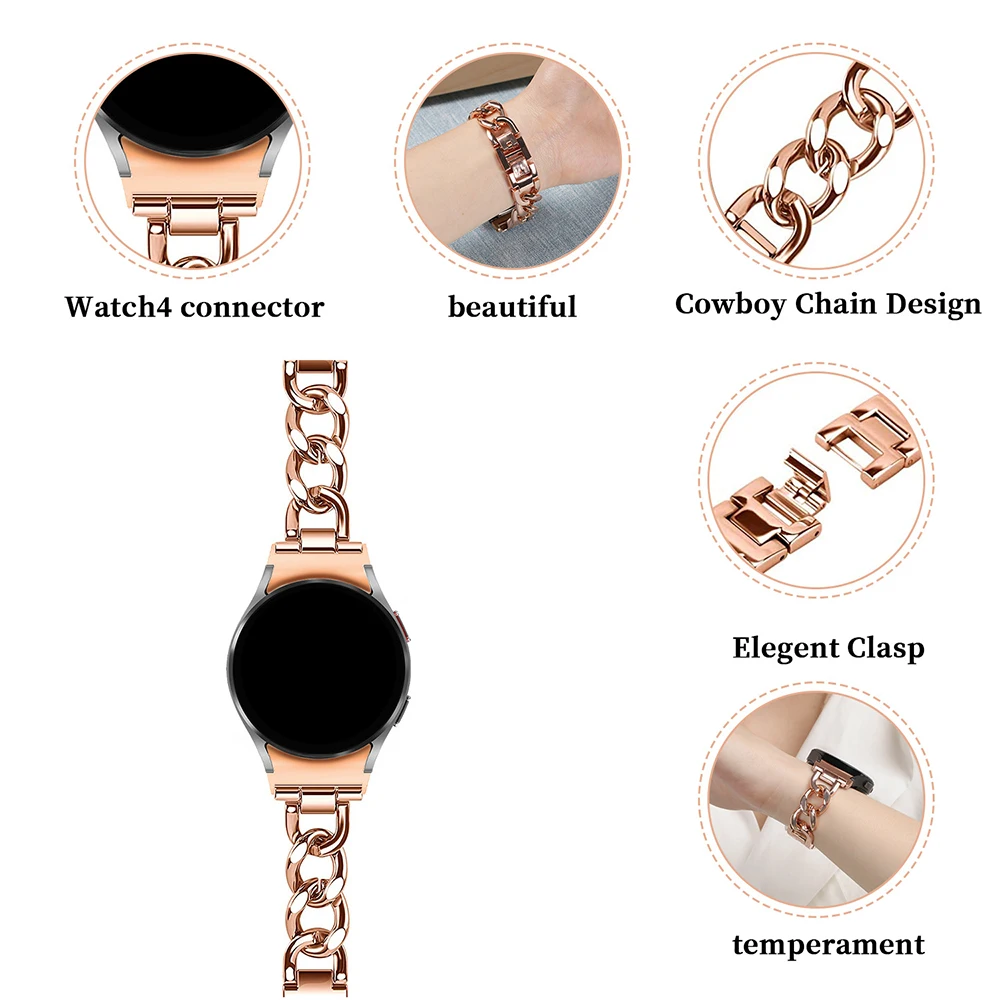 Bracelet en Acier Inoxydable pour Femme, pour Samsung Watch 6 5 4 40mm  44mm, pour Galaxy Watch 6Classic 43mm 47mm