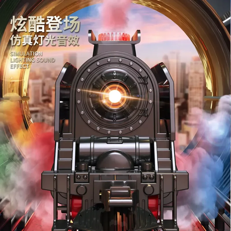 Electric Train Set Retro Steam Train Track Sets Simulation Lighting Sound Effect Children Gifts Toys
