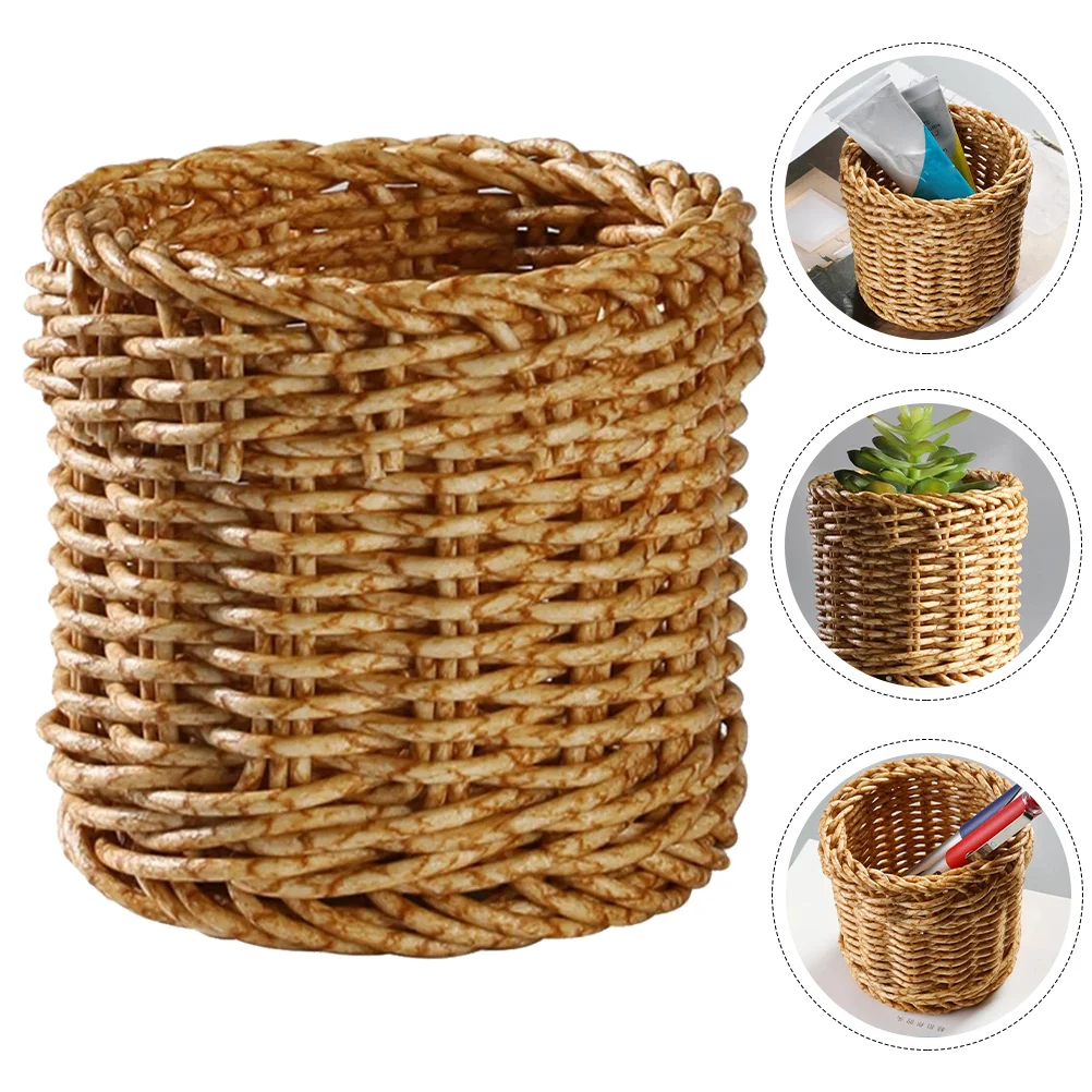 

Держатель для ручек, искусственный ротанговый стол, декоративный кронштейн, многофункциональная плетеная корзина из пластика