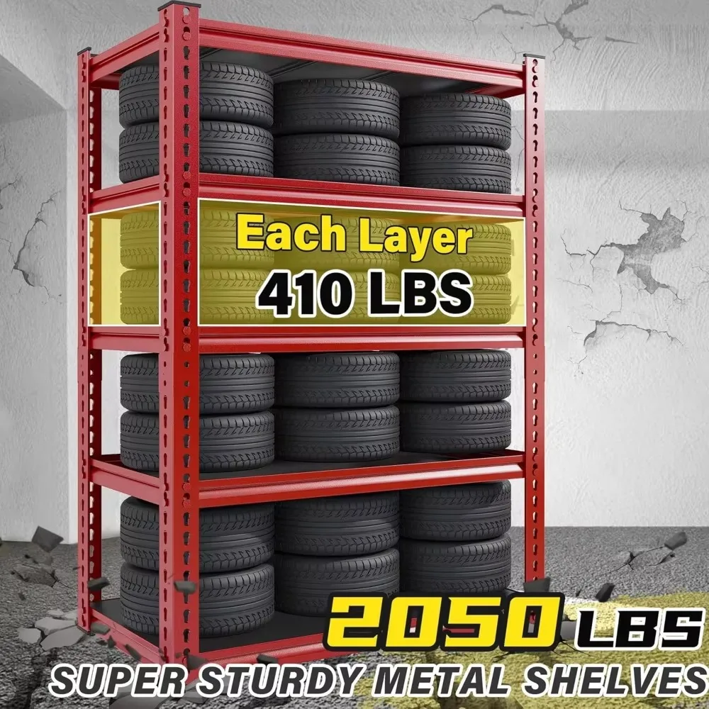 Garage Shelving 72" H Tall Storage Shelves Sturdy Metal Shelves for Storage 5 Tier Wide Heavy Duty Shelving Deep Storage 3