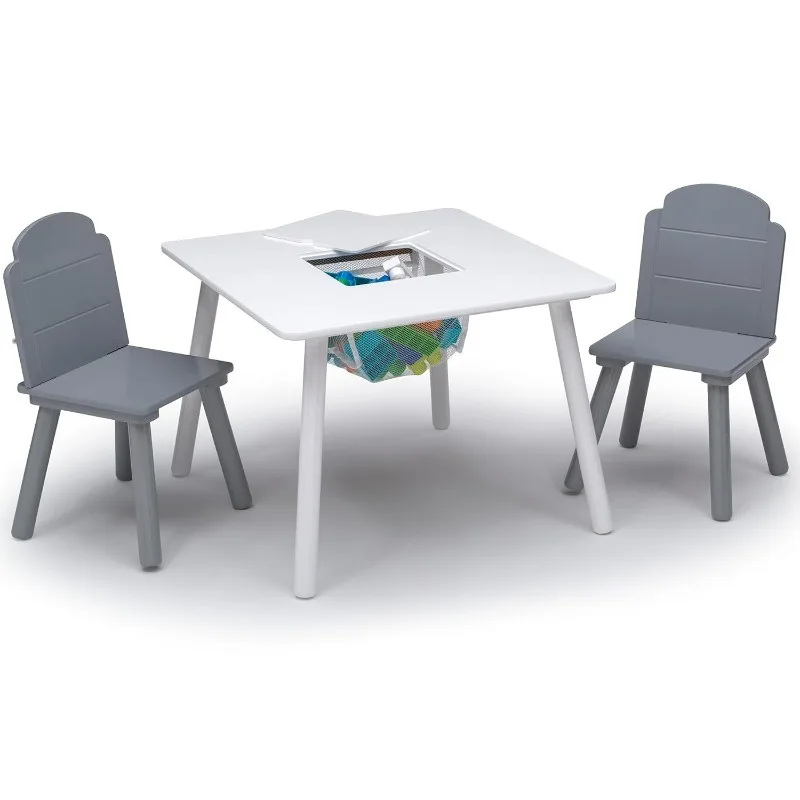 Kids Table and 2 Chairs Set Height Adjustable Toddler Table and Chair Set for Ages 3-8 Easy to Wipe Arts & Crafts