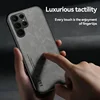 Luxury Leather Case For Samsung S25 S24 S23 Ultra FE A56 A55 A36 A35 A15 A16 5G Cover With Metal Plate Support Car Hold 6
