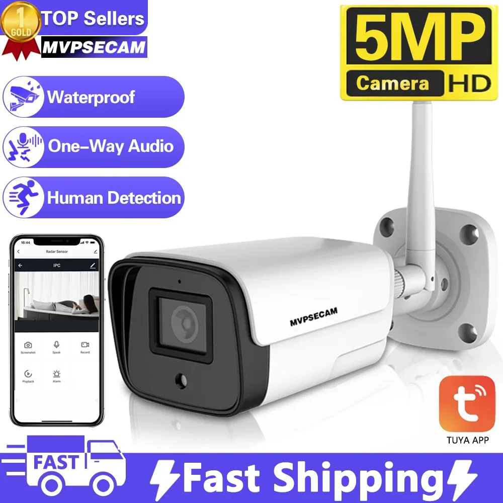 Tuya Smart Life Telecamera Ip Wireless Wifi Wired Cctv Bullet Camera Outdoor Audio Bidirezionale Slot Per Schede Tf Ir 20M P2P Opzionale 5Mp