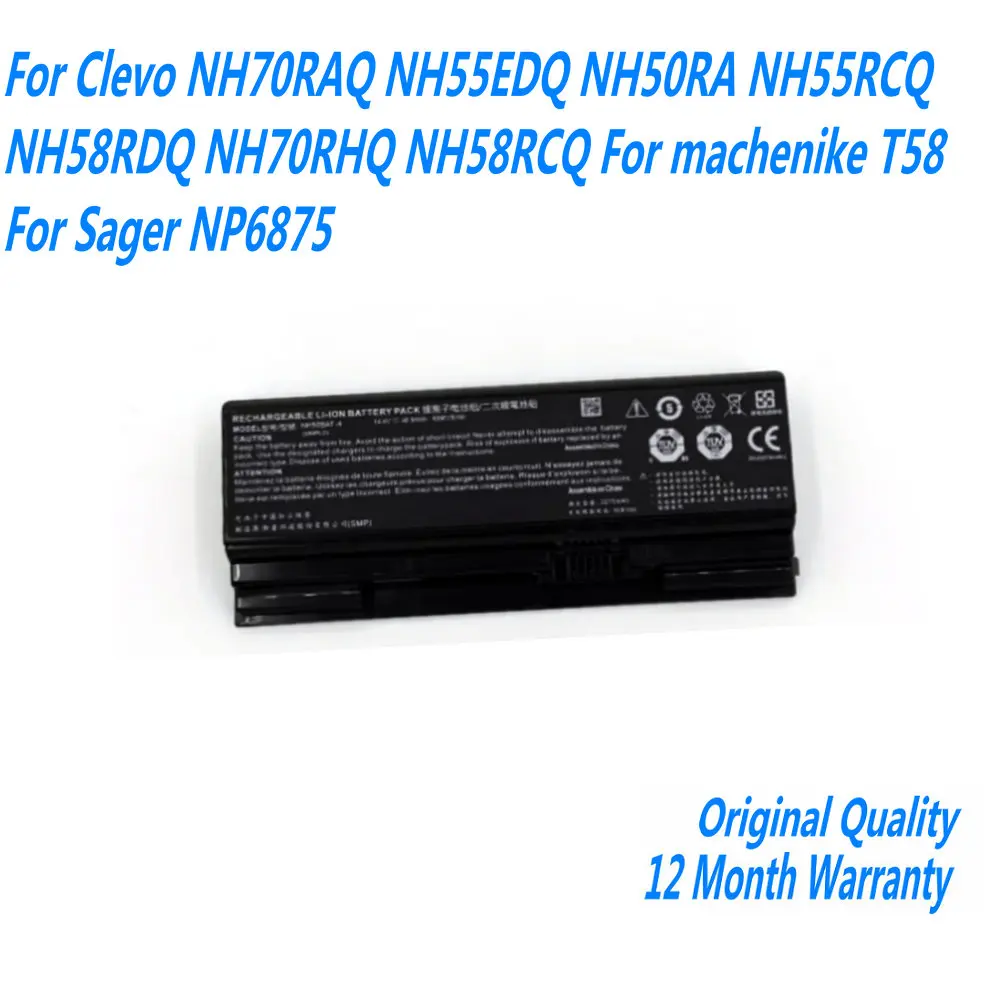 

NEW NH50BAT-4 Laptop Battery For Clevo NH70RAQ NH55EDQ NH50RA NH55RCQ NH58RDQ NH70RHQ NH58RCQ For machenike T58 For Sager NP6875