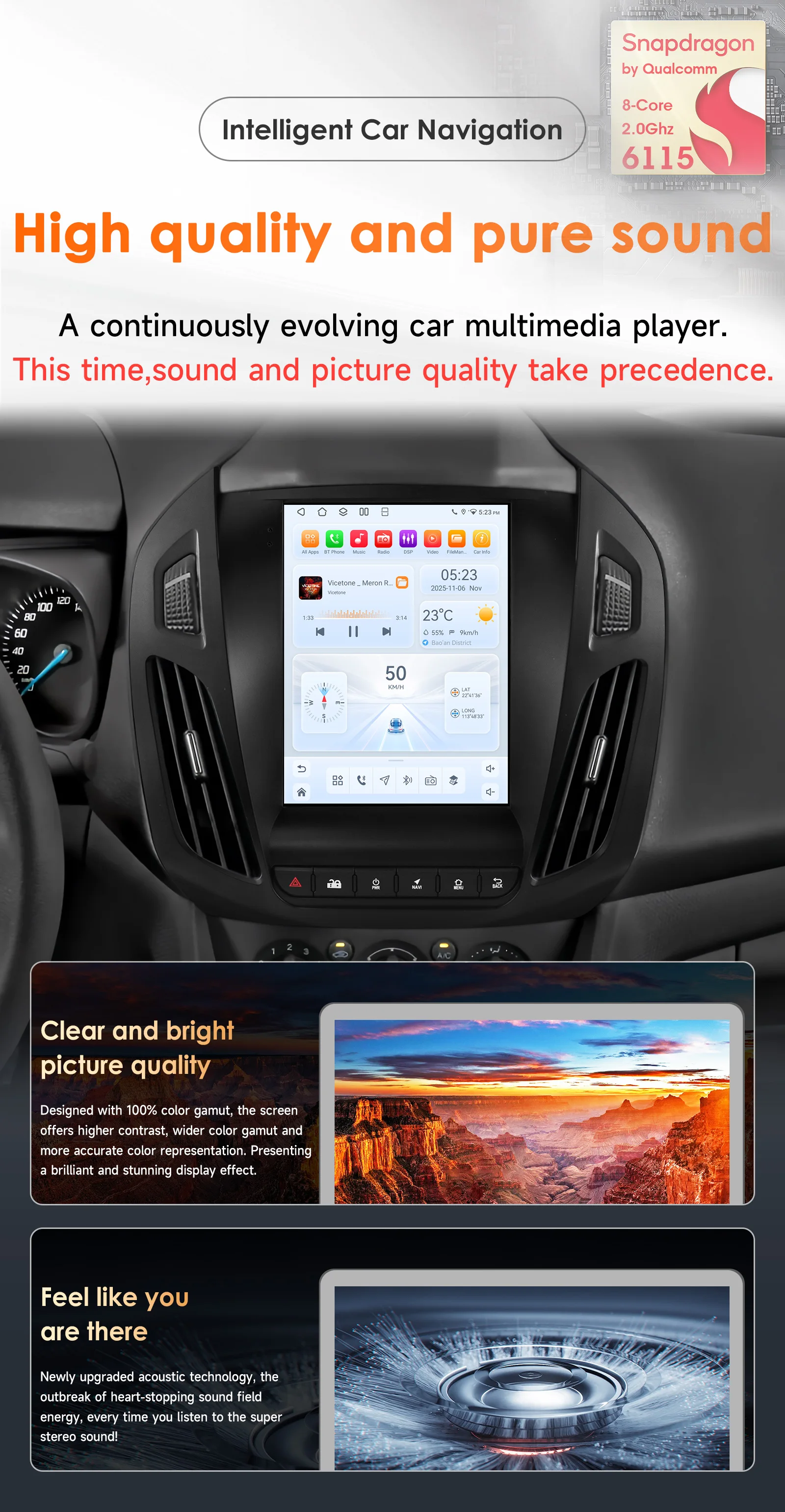 360-Grad-Kamera 9,7-Zoll 2Din Android 14 Autoradio für Ford Tourneo/Transit Connect 2013 - 2018 Auto-Multimedia-Stereo Carplay Autoradio – Detail 2