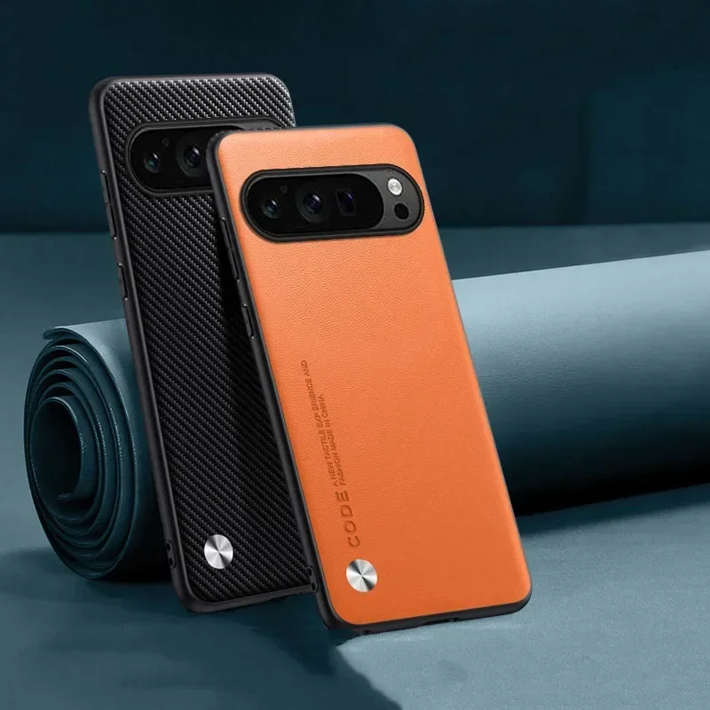 Premium Luxury Leather Shockproof Phone Case - Elegant Plain Skin Soft Back Cover