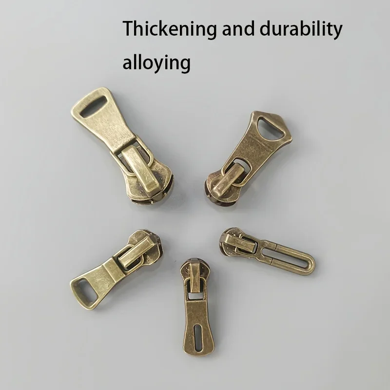 Assorted Sizes (No.3 No.5 No.8) Bronze Zipper Pulls 10pcs Metal Zipper Heads Thickening & Durability Alloying For Clothing zipper pullers,zipper heads,zipper accessories