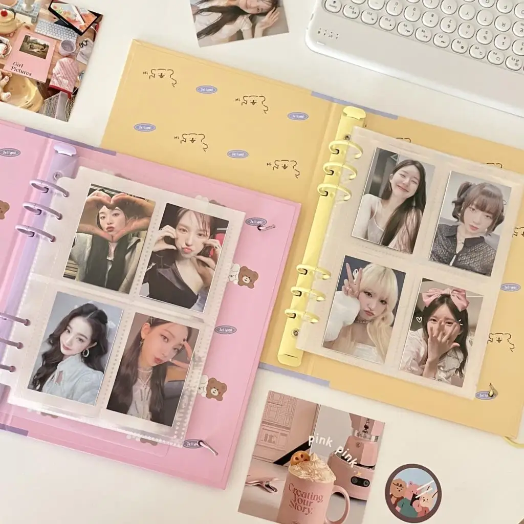 SKYSONIC 2025 New A5 Binder Collect Book 25mm Ring Cover Puppy Bear Diary Journal Refills Bandage Postcards Sticker Organizer 4