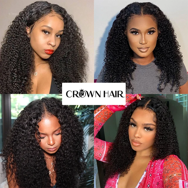 Virhair V Part Wig Human Hair full machine No Leave Out Brazilian Kinky Curly Hair Wigs for Women Deep Wave Jerry Curly Glueless 6