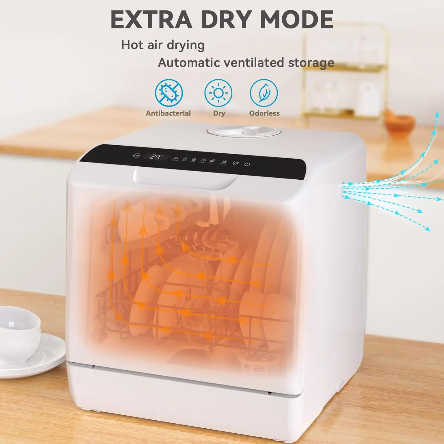 Dishwasher Countertop, 5 Washing Programs Small Dishwasher with 5-Liter Built-in Water Tank, Baby Care, Air-Dry Functio 6