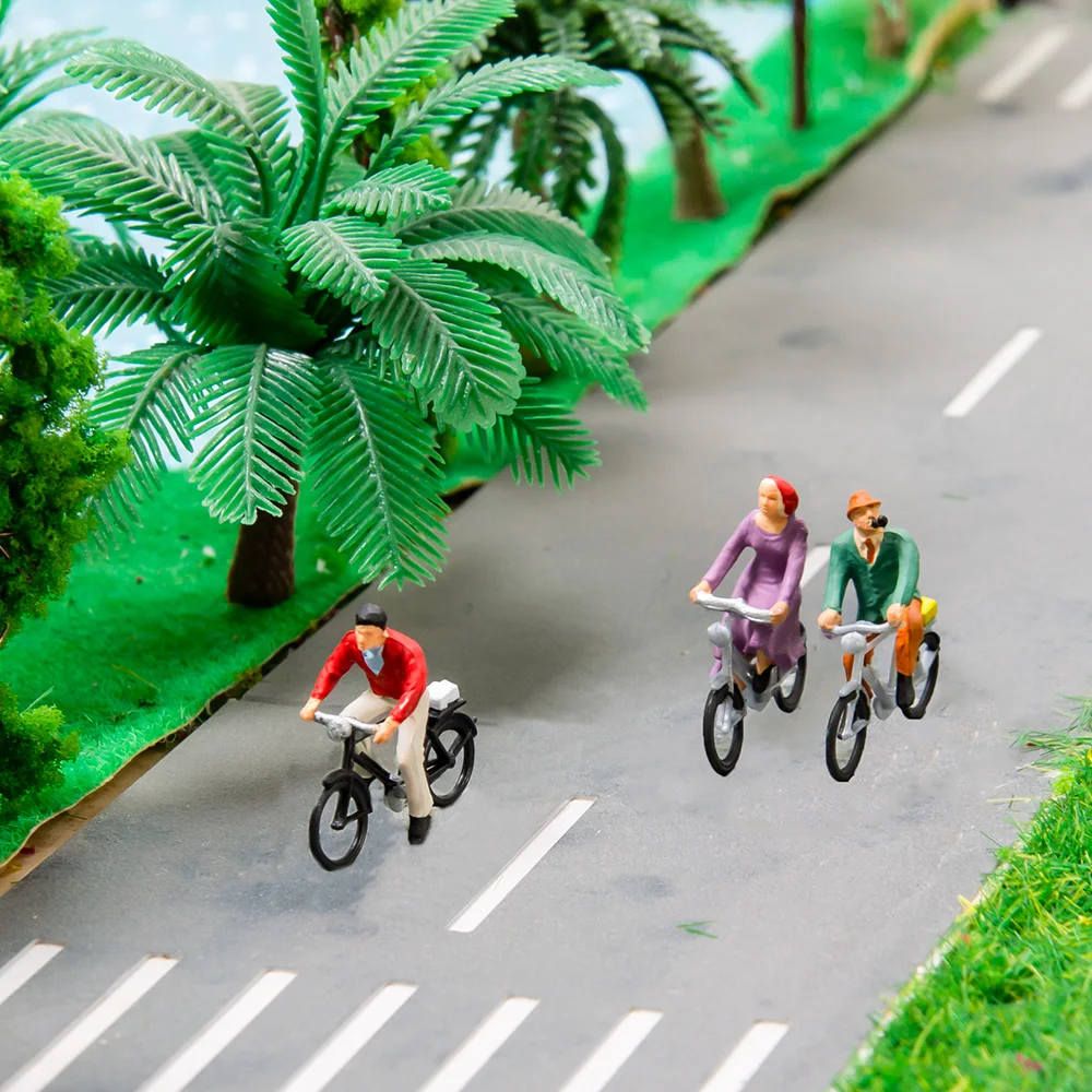 1pc/2pcs/6pcs Ho Scale 1:87 Miniature Cyclist Rider Figures Model ABS Painted People Architecture Building Layout Random Types 6