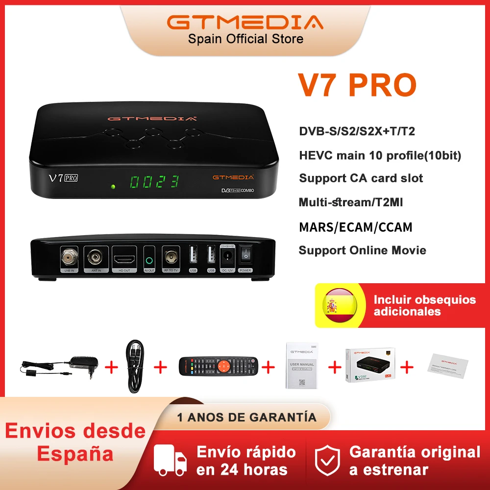 Ricevitore Tv Satellitare Gtmedia V7 Pro Dvb-S/S2/S2X + T/T2 Supporto Tv Box Mars/Ecam/Ccam/Multi-Stream/T2Mi,Multi-Room, Slot Per Schede Ca