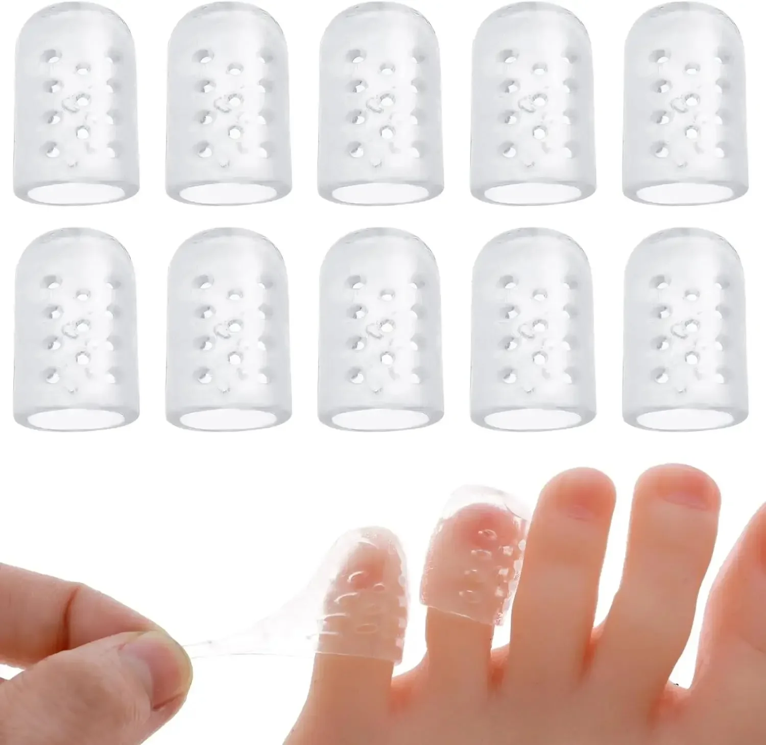 Silicone Toe Protector 20pcs Transparent Breathable Prevent Blisters Calluses And Corn Comfortable High Elasticity