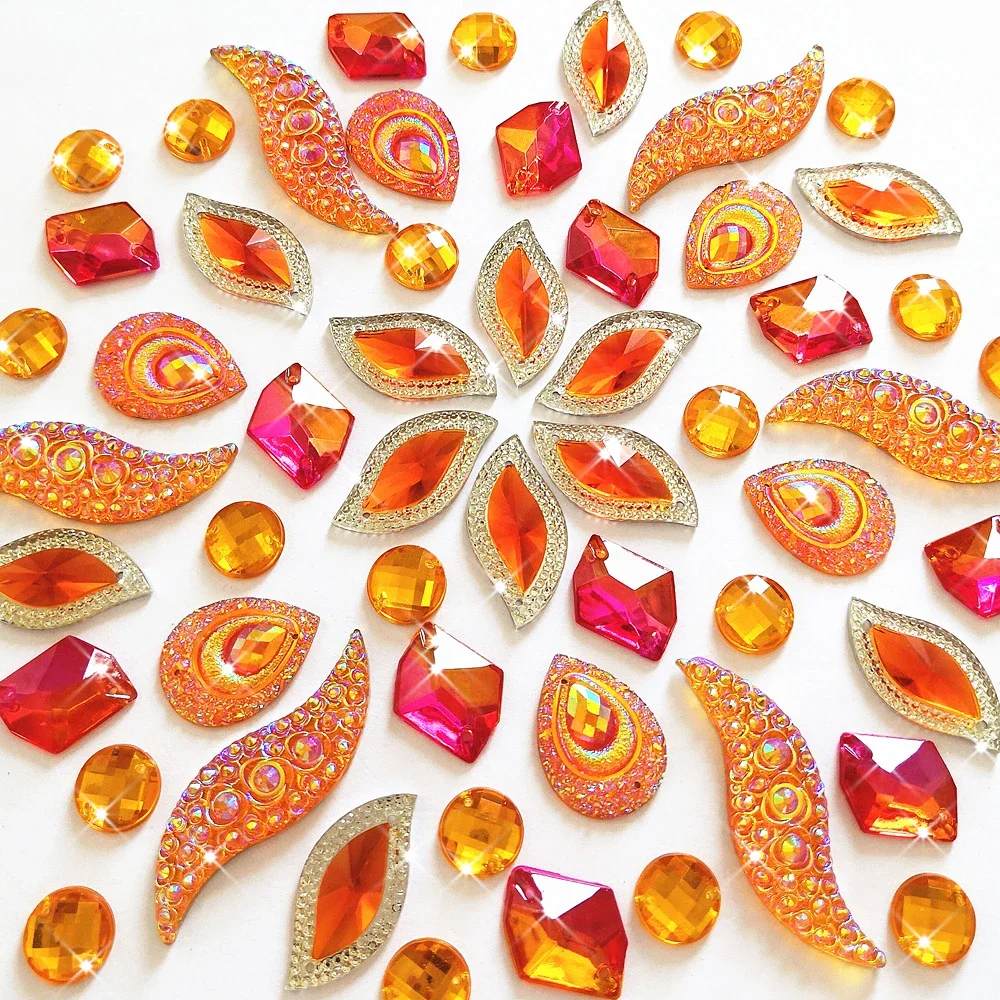 

Orange Mix Home Furniture Jewllery Wine Party Decorative Rhinestones Crystals Stones Sewing For Wedding Dress Costumes Gown Diy