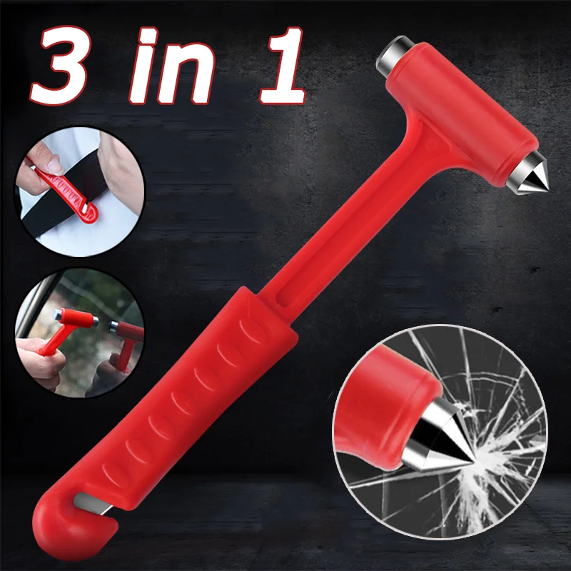 Car Safety Hammer With Car Window Glass Hammer Breaker And Safety Seatbelt  Cutter