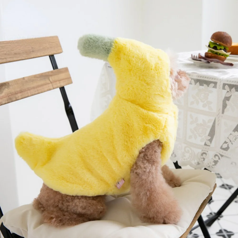 Pet Winter Banana Transformation Dress Funny Halloween Dress Warm Cat Dog Teddy Pet Abbigliamento Peluche Banana Coat Puppy Clothes