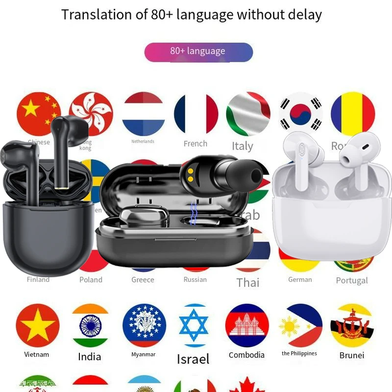 Smart Tws Translation Headphones 80 Languages Instant Translate Smart