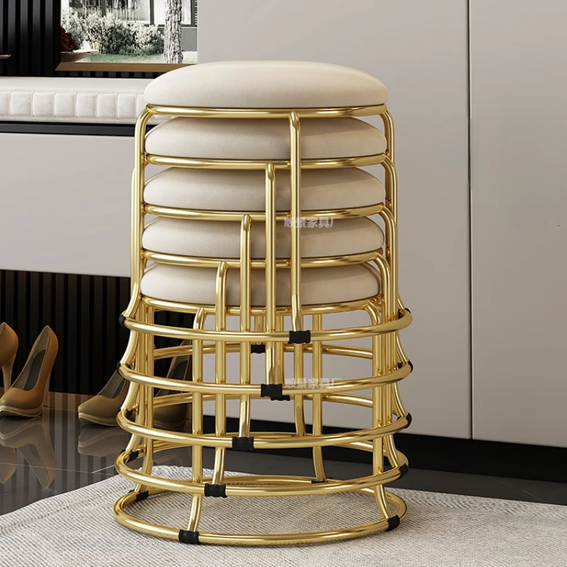 

Nordic Round Stool Simple Living Room Furniture Coffee Table Low Chair Stackable Light Luxury Modern Bench дизайнерская мебель