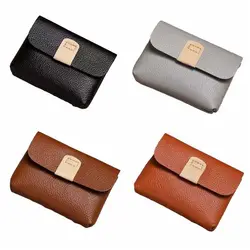 Solid Color Short Coin Purse Large Capacity Korean Style Small Leather Wallet Storage Bag Handbag ID Credit Card Holder