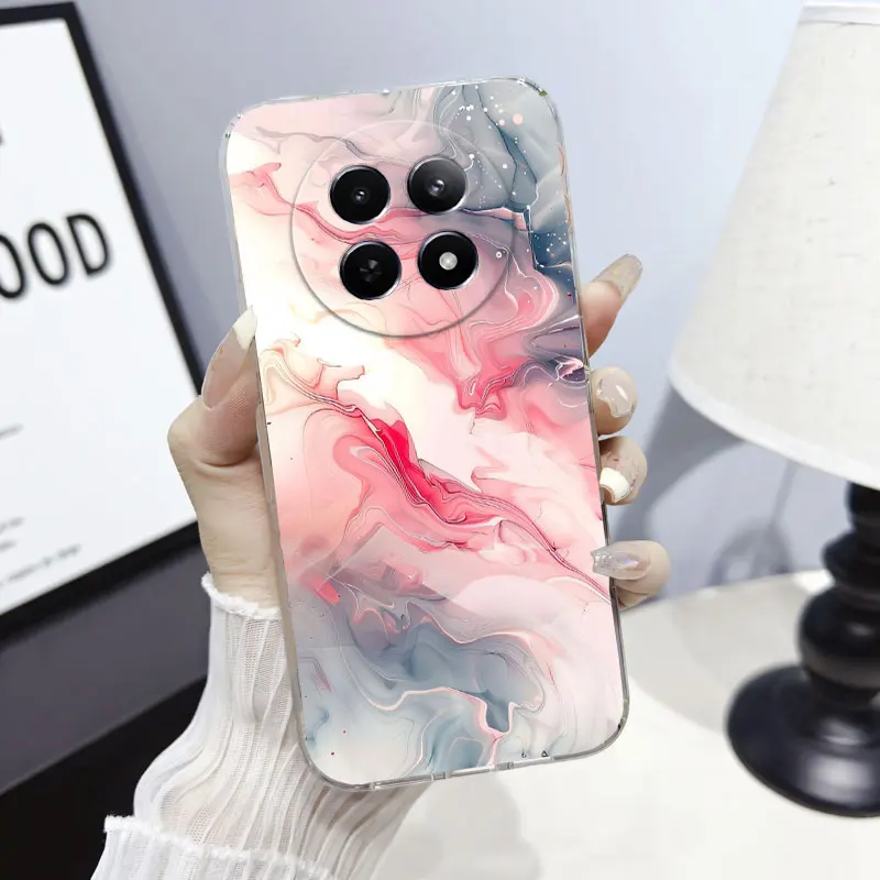 Marble Clear Soft Silicone Phone Case with Cute Cat Design