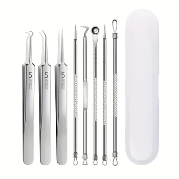 8-Piece Blackhead Remover Kit – Stainless Steel Blemish & Acne Extraction Tools – Professional Pimple Popper Set for All Skin 2