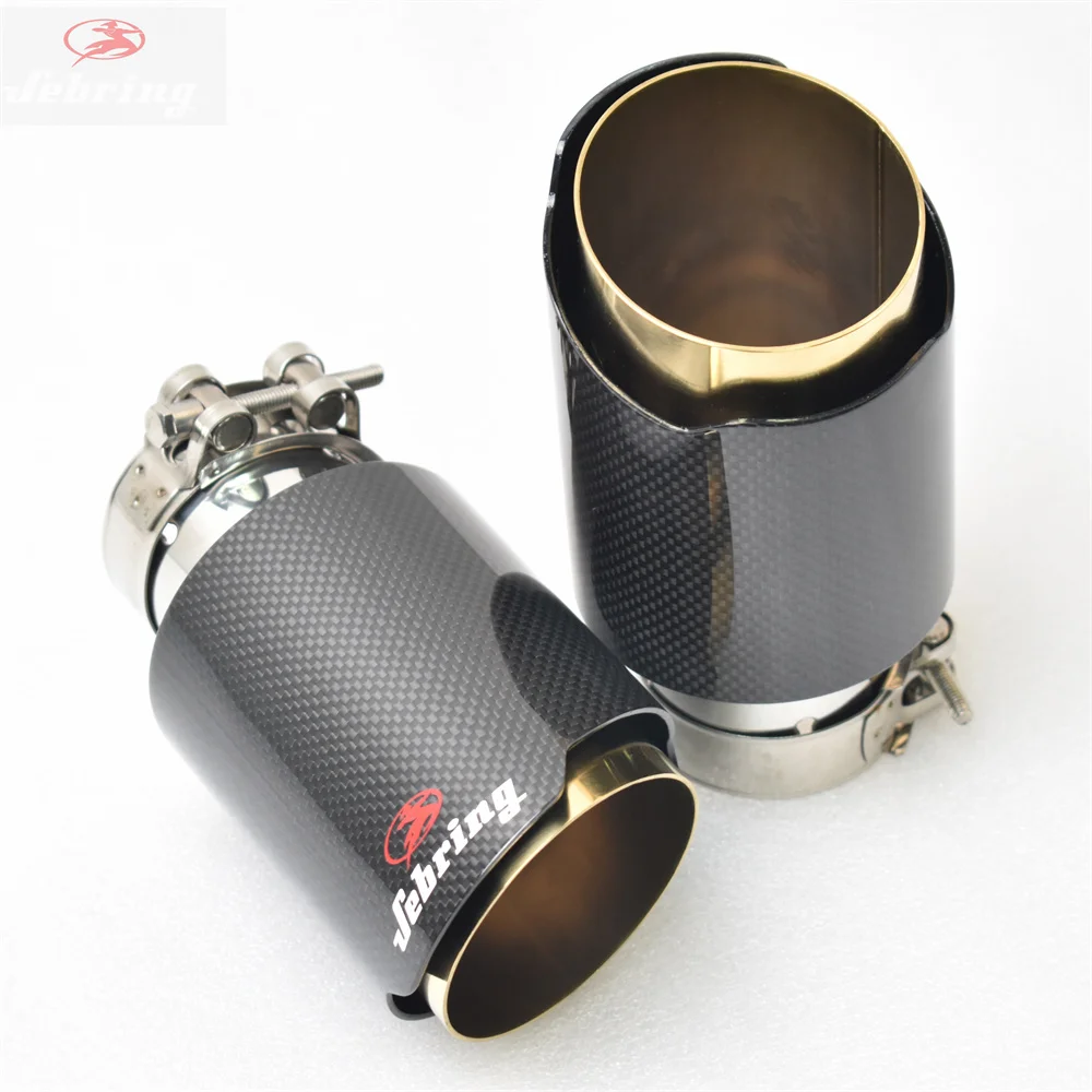 

Sebring Car tip stainless steel carbon fiber caracce tail throat modified Exhaust pipe Gold Muffler bright tail pipe decoration