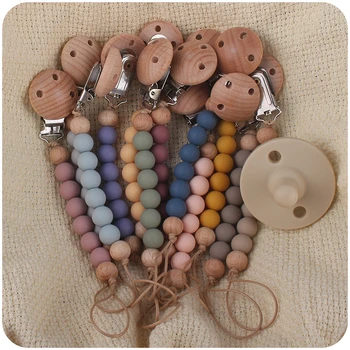 Wood Silicone Pacifier Clip 1