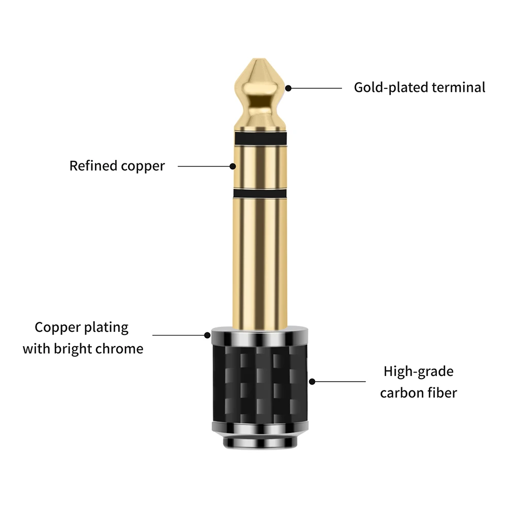 Premium Audio Adapter: 6.35mm to 3.5mm Stereo Plug Converter - Male to Female Connection