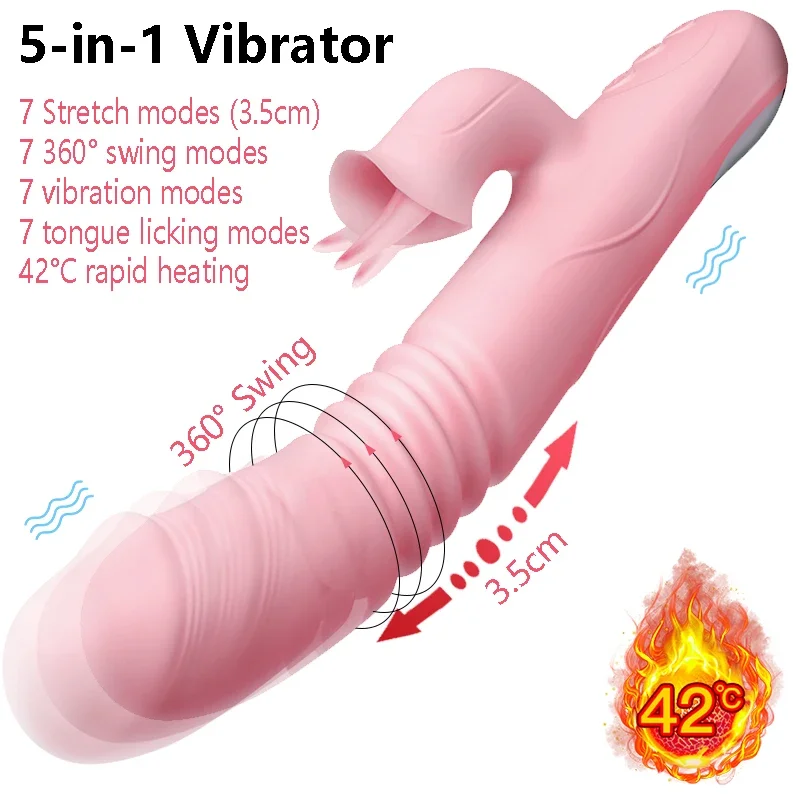 

Heated Retractable Dildo Vibrator Tongue Licking Clitoris Stimulator G-spot Massage AV Stick Female Masturbator Adult Supplies