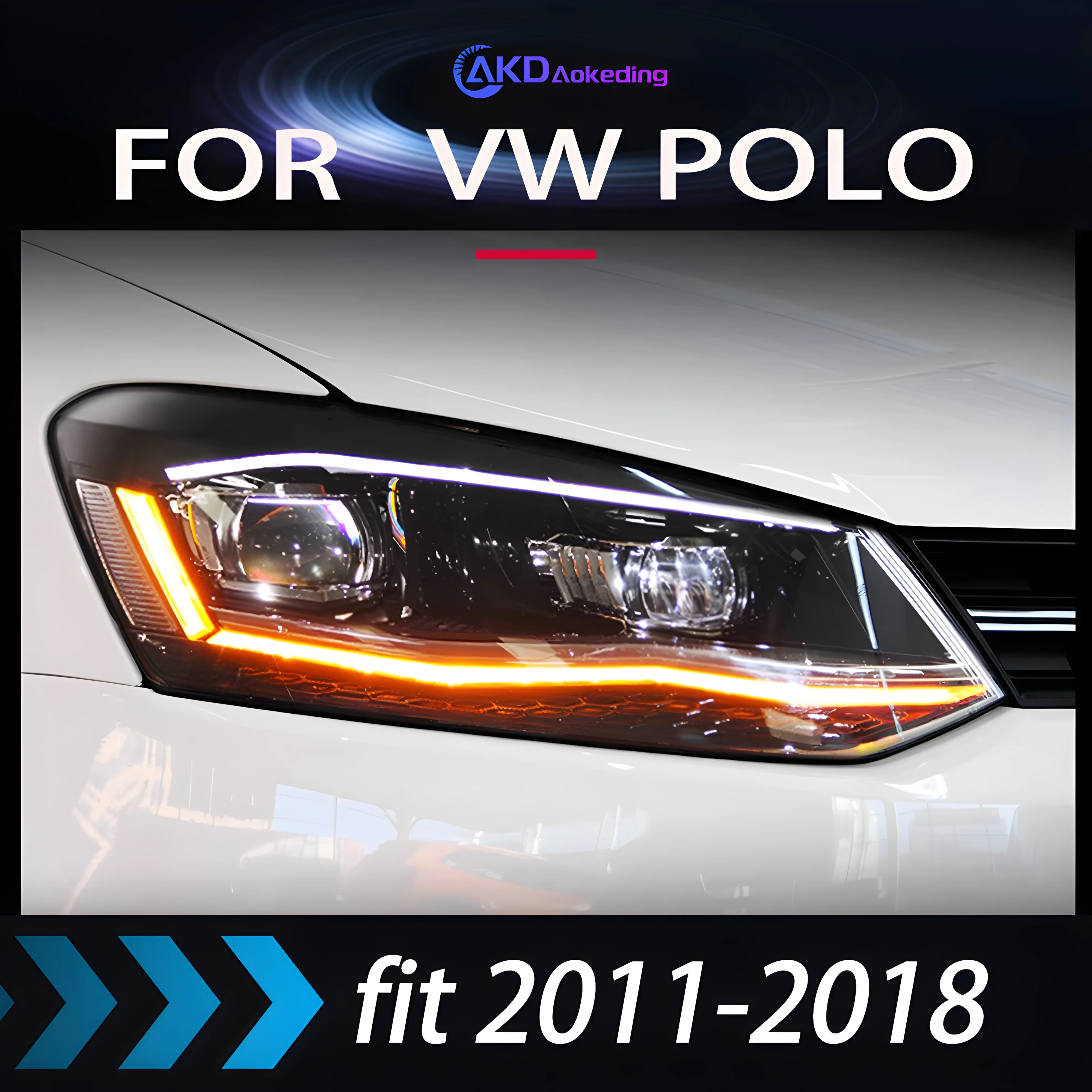 

Стайлинг автомобиля фары для VW POLO модификация стробородная фара 2011-2018 передняя фара стробородные линзы автомобильные аксессуары