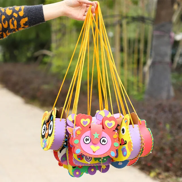 Children DIY Non-Woven Fabric Handbag Kids Handmade Craft Toy Mini Colorful Cartoon Fabrication Bag Arts Crafts Educational Toys 6