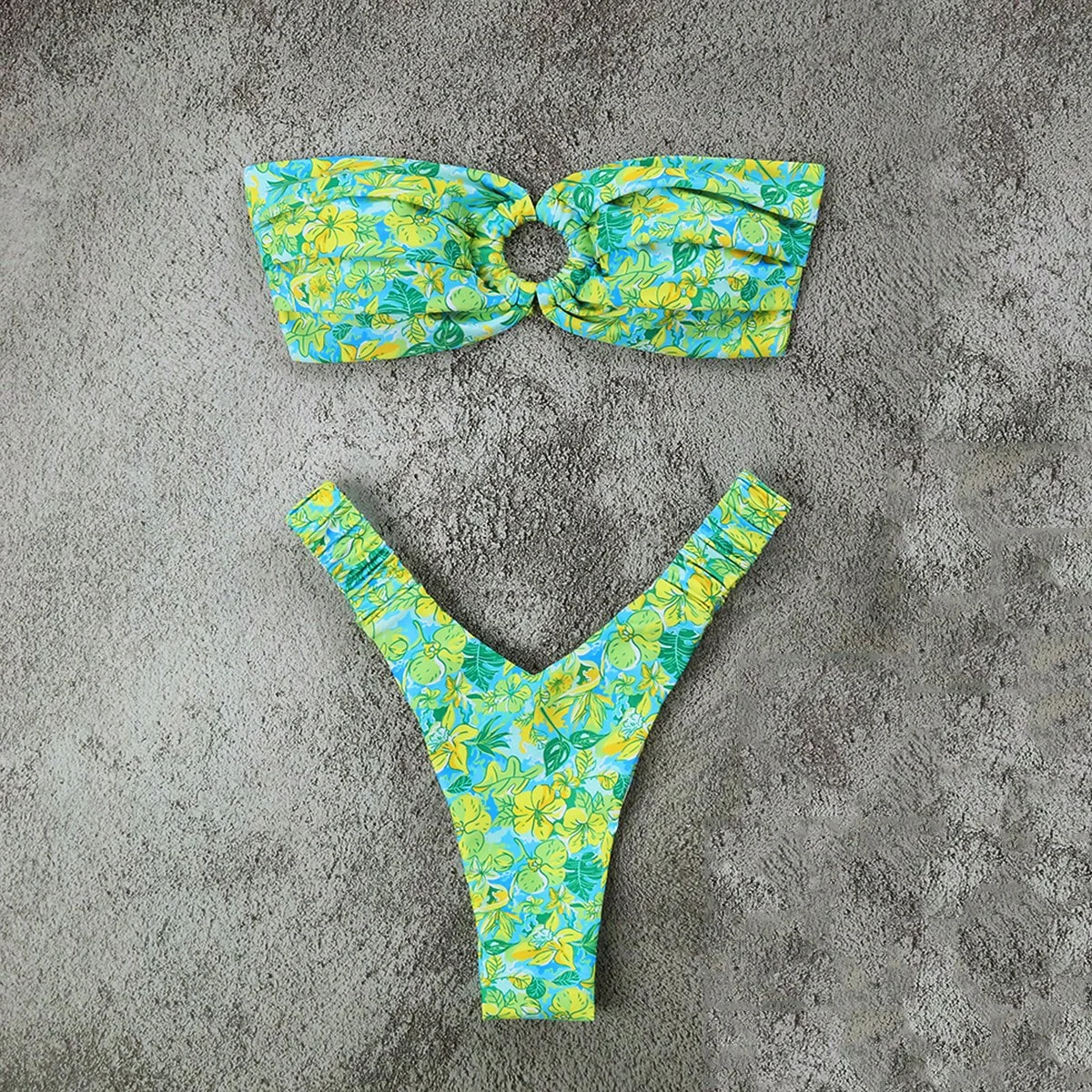 2024 Micro Push-Up Bikini – Floral Brazilian Thong Swimwear Set for Women