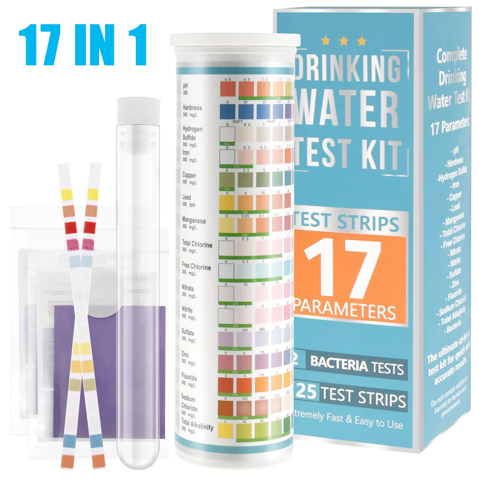 5-17 in 1 Aquarium Test Strips Water Quality Test Strip Fish Tank Nitrate pH Hardness Strips Freshwater Saltwater Water Spa aquarium test strips