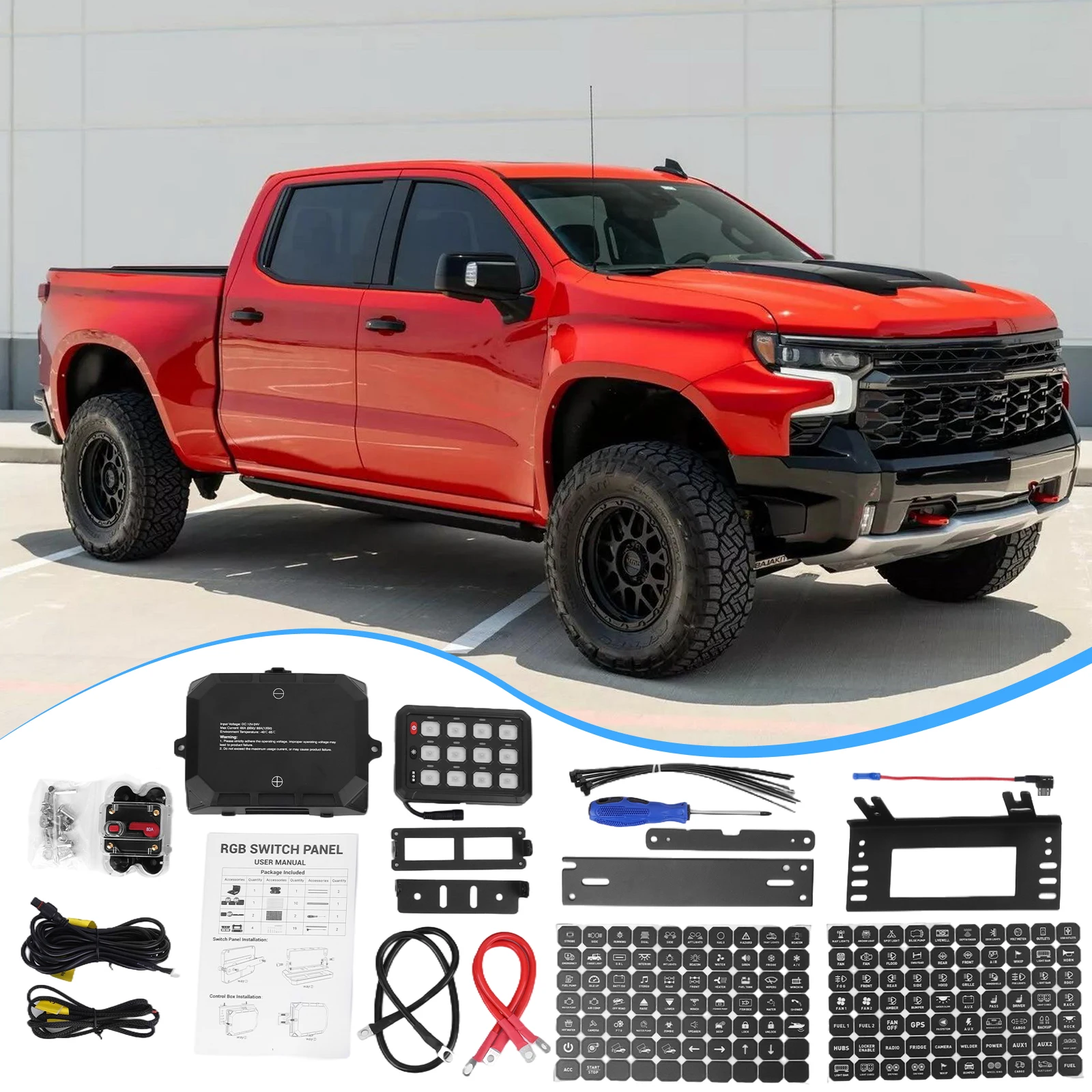 Electronic Relay System 12/24V Caravan Control Panels DIY Backlit Universal Circuit Control Panel for Car Truck Offroad RV Van