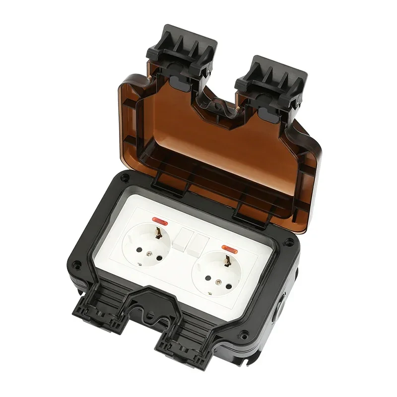 Description Picture 5 of item16A EU KR Outdoor Wall Waterproof Sockets Outlets Korea Electrical Power 110-250V IP66 Weather Dust Proof Outside Master Plug